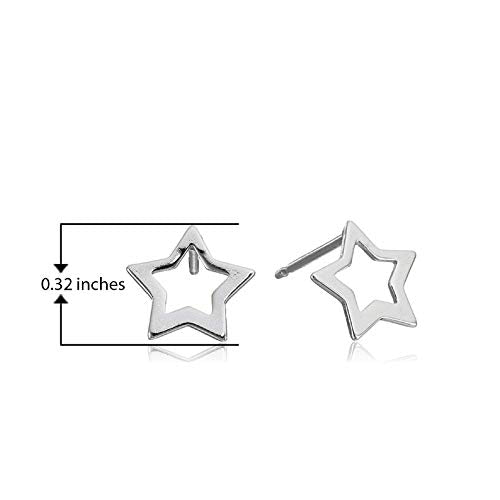 Rhodium Plated 925 Sterling Silver Cutout Star Stud Earrings