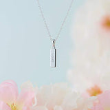 Dainty 925 Sterling Silver"Love" Vertical Bar Sentiment Pendant Necklace With 16" Cable Chain and 2" Extender