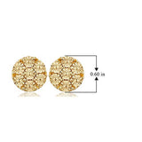 18k Yellow Gold Plated 925 Sterling Silver Etched Disc Stud Earrings