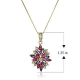 18K Yellow Gold-Plated 925 Sterling Silver Amethyst and Created Ruby Birthstone Diamond-Accented Cluster Pendant Necklace, 18"