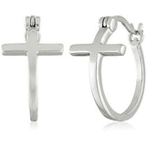 Sterling Silver Cross Hoop Earrings