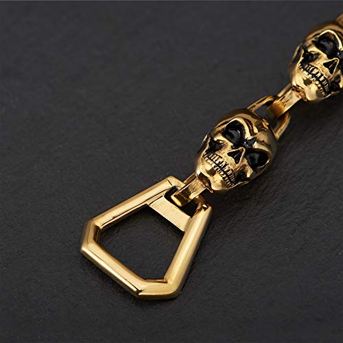 Room101 Gold Plated Stainless Steel Skull Link Bracelet, 9.5"