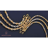 Monte Luna Fine Silver, 18K Yellow Gold and Rhodium Plated Two-Tone 8mm Cubic Zirconia Rope Chain Bracelet, 7.75" + 1.5" Extension
