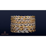 Monte Luna Fine Silver, 18K Yellow Gold and Rhodium Plated Cubic Zirconia Rope Chain Bracelet, 7.25" + 1.5" Extension