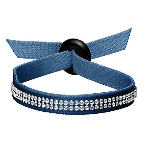 Black Agage and Sparkling Rhinestone Elastic Band Strech Bracelet - Cobalt Blue