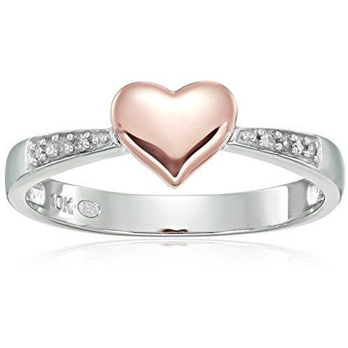 10k White & Rose Gold Diamond Accent Heart Promise Ring, Size 7