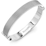 Room101 Stainless Steel 10mm Flat Striped Mens Bangle Bracelet, 8"