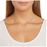 18K Yellow Gold Plated 925 Sterling Silver Genuine Green Jade Open Teardrop Pendant Necklace, 18"