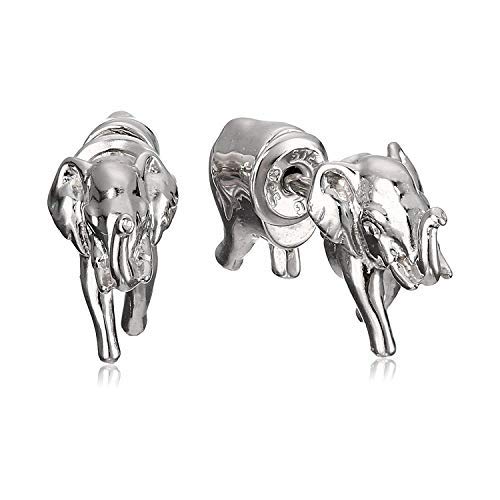 Sterling Silver Elephant Front-Back Stud Earrings