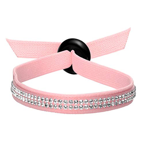 Black Agage and Sparkling Rhinestone Elastic Band Strech Bracelet - Pink