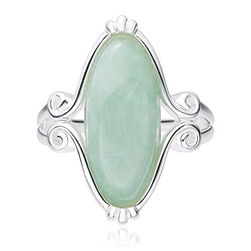 925 Sterling Silver Genuine Green Jade Celtic Scrollwork Band Statement Ring, Size 8    Celtic Scrollwork