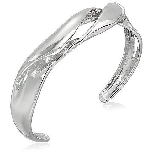 925 Sterling Silver Openwork Twisted Modern Wide Cuff Bracelet, 6.75
