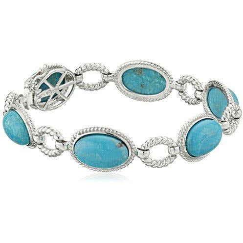 Turquoise and Silver Rope Textured Bracelet