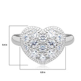 .925 Sterling Silver Pavé Set Cubic Zirconia Heart Ring - Size 7