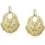 18k Yellow Gold Over Fine Silver Plated Bronze Indian Ethnic Chand Bali Wire Drop Earrings