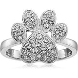 925 Sterling Silver Crystal Paw Print Pavé Setting Ring, Size 7