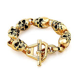 Room101 Gold Plated Stainless Steel Skull Link Bracelet, 9.5"
