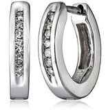 Sterling Silver Channel-Set Diamond Huggie Hoop Earrings (1/10 cttw, I-J Color, I2-I3 Clarity)*