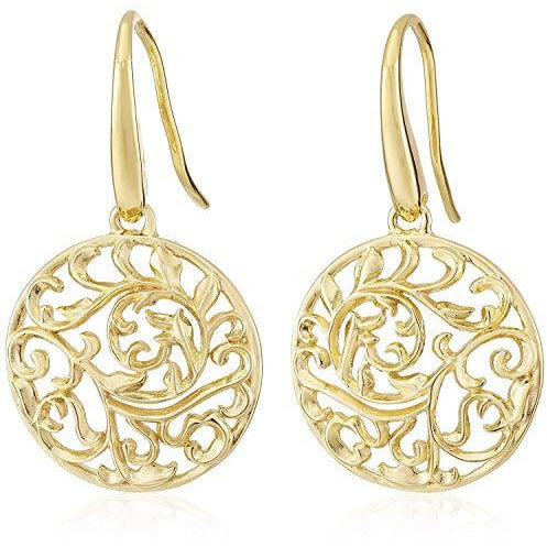 Filigree Round Flower Drop Earrings