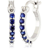Sterling Silver Created Blue Sapphire Small Hoop Earrings