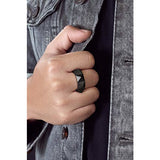 Room101 Stainless Steel with Black PVD 9mm Mens Punk Rock Ring - Size 12