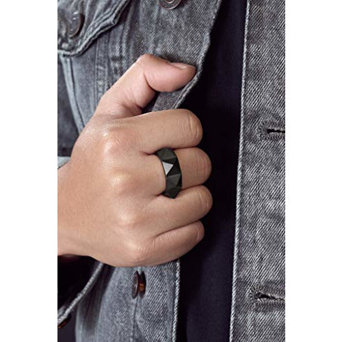 Room101 Stainless Steel with Black PVD 9mm Mens Punk Rock Ring - Size 9