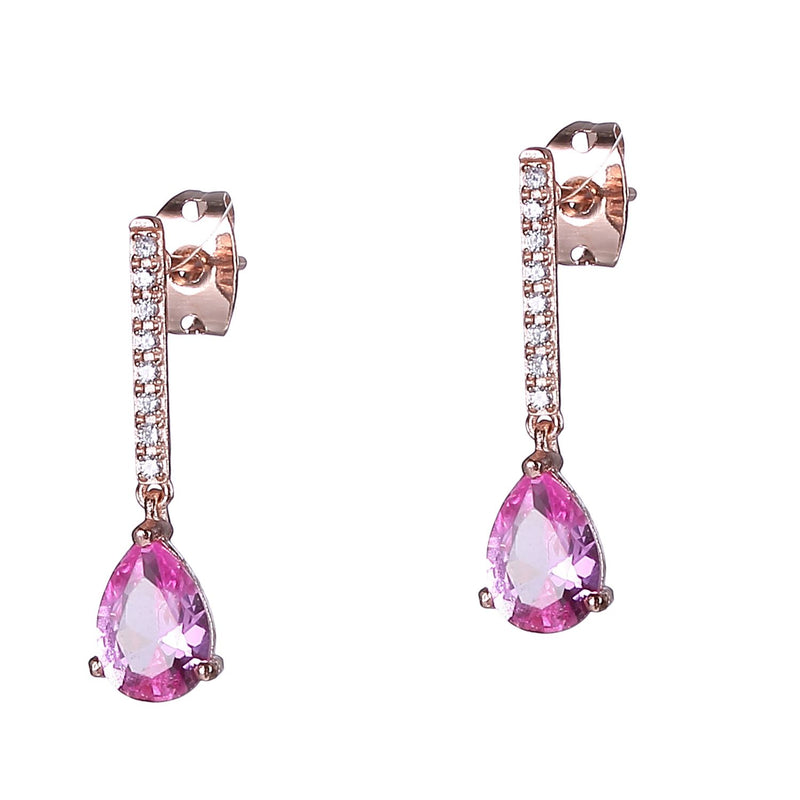 Myriad Fine Silver Plated Rose Gold Created Pink Crystal and Cubic Zirconia