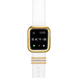 London Band Charms & Minimalist Apple Watch Case - Gold (White Band)