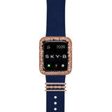 Paris Band Charms & Champagne Bubbles Apple Watch Case - Rose Gold (Navy Band)