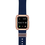 Venice Band Charms & Pavé Corners Apple Watch Case - Rose Gold (Navy Band)