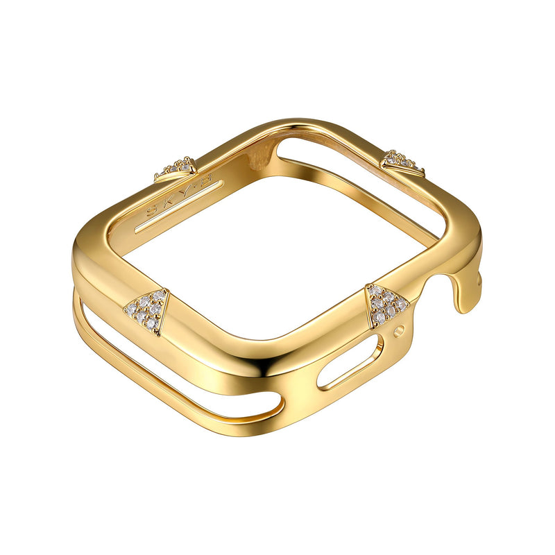 Front View Gold Pav√© Points Apple Watch Case jewelry