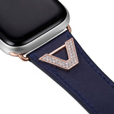 Chevron Leather Apple Watch Strap - Navy Leather & Rose Gold