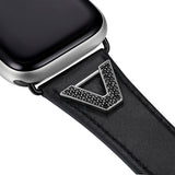 Chevron Leather Apple Watch Strap - Black Leather & Gunmetal