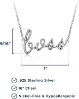 Morgan & Paige Dainty Statement Necklace for Women, Sterling Silver Pendant with Cursive Letters, 16 inch with 2 inch Extender Chain