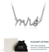 Morgan & Paige Dainty Statement Necklace for Women, Sterling Silver Pendant with Cursive Letters, 16 inch with 2 inch Extender Chain