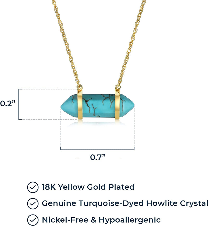 18K Yellow Gold-Plated .925 Sterling Silver Gemstone Crystal Horizontal Chakra Point Necklace - 16" + 2" Extender