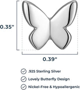 Sterling Silver Butterfly or Dog Paw Stud Earrings