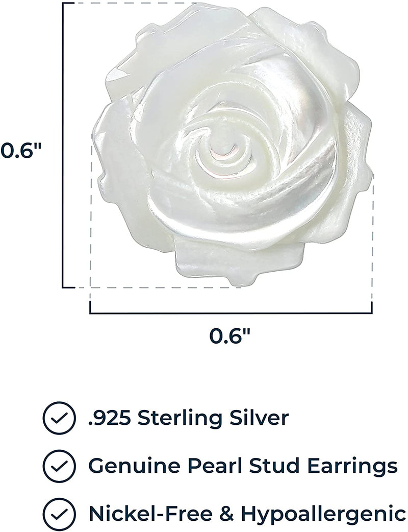 Mother of Pearl Rose Stud Earrings