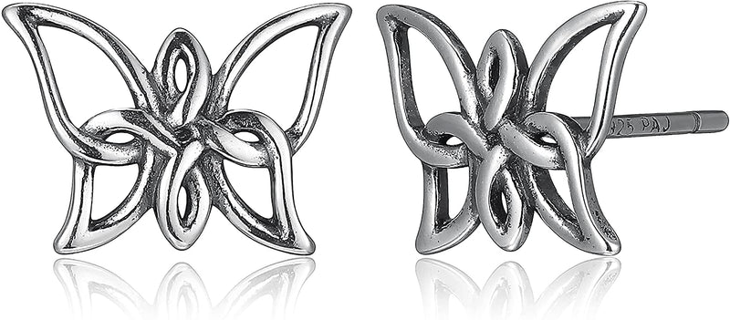 925 Sterling Silver Oxidized Celtic Knot Butterfly Earrings