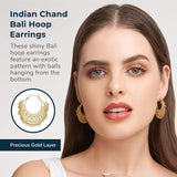 18k Yellow Gold Plated Bronze Indian Ethnic Chand Bali Hoop Earrings