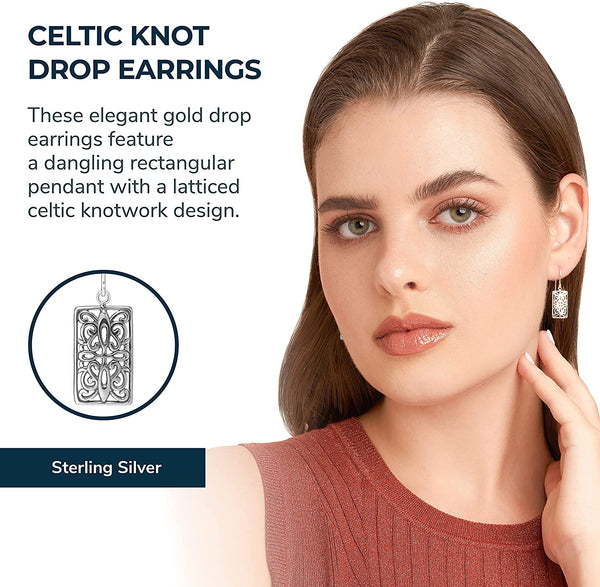 Celtic Rectangle Drop Earrings