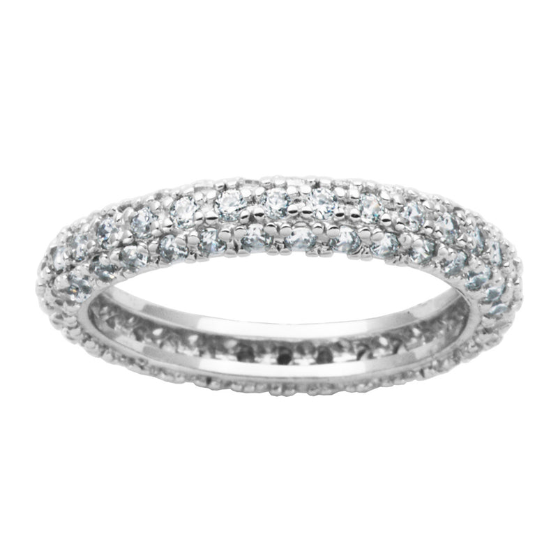 925 Sterling Silver Pavé Set Cubic Zirconia Eternity Band Anniversary Ring - Size 6