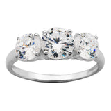 Sterling Silver Cubic Zirconia Three Stone Ring, Size 8