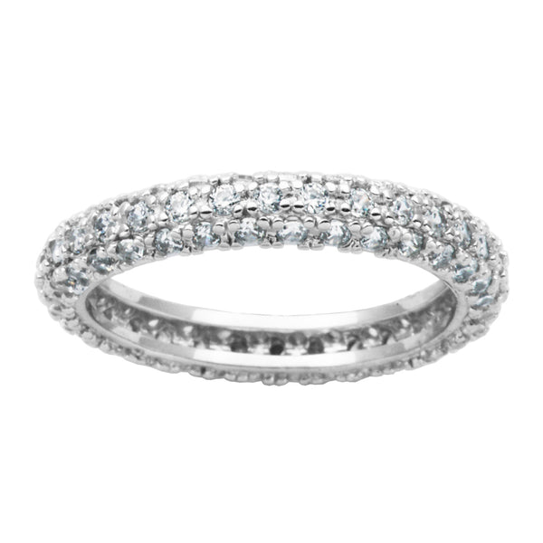 925 Sterling Silver Pavé Set Cubic Zirconia Eternity Band Anniversary Ring - Size 7