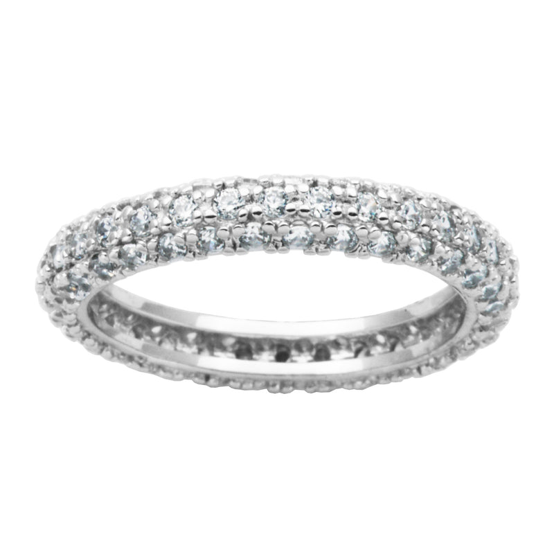 925 Sterling Silver Pavé Set Cubic Zirconia Eternity Band Anniversary Ring - Size 8