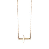 10k Yellow Gold 18" Sideways Cross Necklace