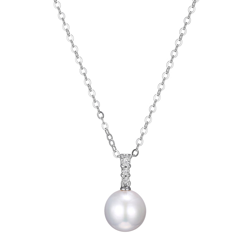 Maralux Sterling Silver White Cultured Pearl Diamond , 18 + 2"