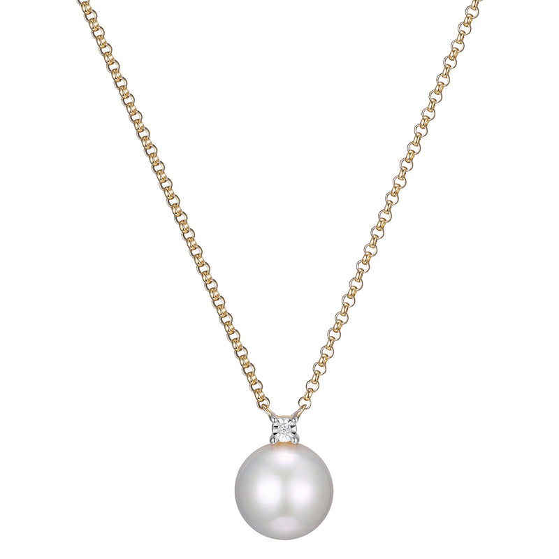 Maralux 18K Yellow Gold Plated Sterling Silver White Cultured Pearl Diamond , 18 + 2"