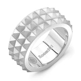 Room101 Matte Finish Stainless Steel 10mm Mens Spike Ring, Size 10
