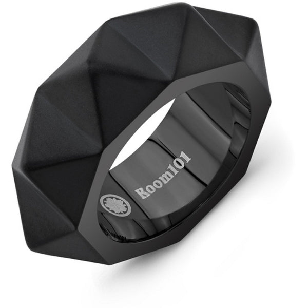 Room101 Stainless Steel with Black PVD 9mm Mens Punk Rock Ring - Size 9